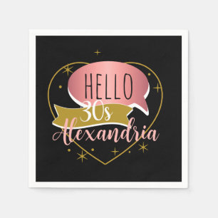Serviette En Papier 30e anniversaire bonjour 30 Cœur personnalisé