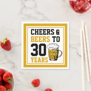 Serviette En Papier 30e anniversaire Cheers & Bières à 30 ans