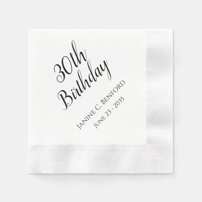Serviette En Papier 30e anniversaire de fête des serviettes personnali (Devant)