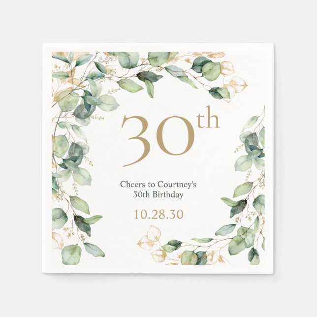 Serviette En Papier 30e anniversaire Eucalyptus (Devant)