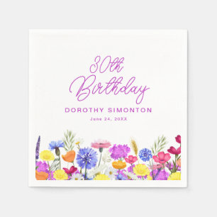 Serviette En Papier 30e anniversaire fête Fleur sauvage pourpre Person
