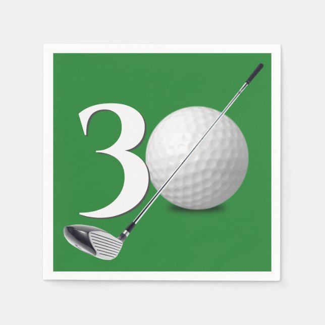 Serviette En Papier 30e anniversaire Golf Ball And Club (Devant)