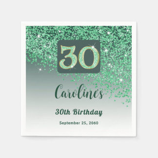 Serviette En Papier 30e anniversaire Jolie Parties scintillant verte