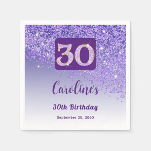 Serviette En Papier 30e anniversaire jolie Parties scintillant violett