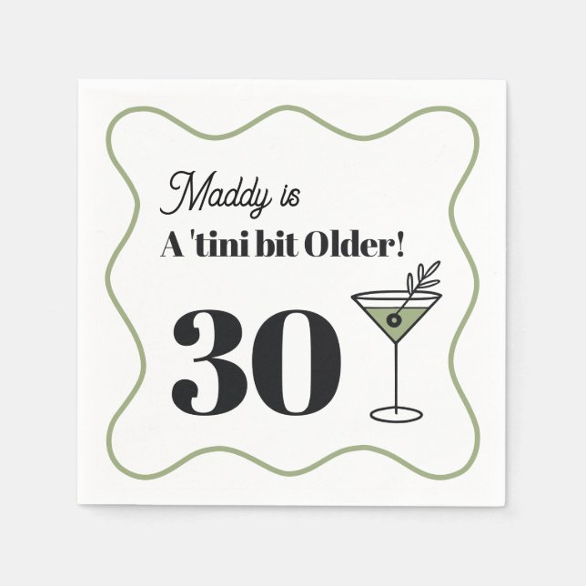 Serviette En Papier 30e anniversaire Martini-à thème serviettes vert (Devant)