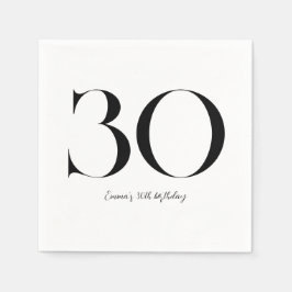 Serviette En Papier 30e anniversaire Noir et blanc