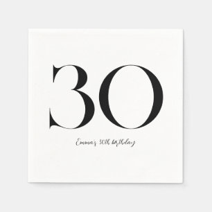 Serviette En Papier 30e anniversaire Noir et blanc