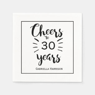 Serviette En Papier 30e anniversaire noir et blanc