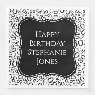 Serviette En Papier 30e anniversaire Noir Random Motif 30