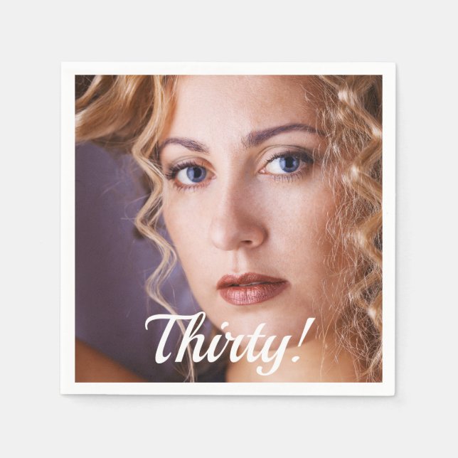 Serviette En Papier 30e anniversaire photo script femme (Devant)