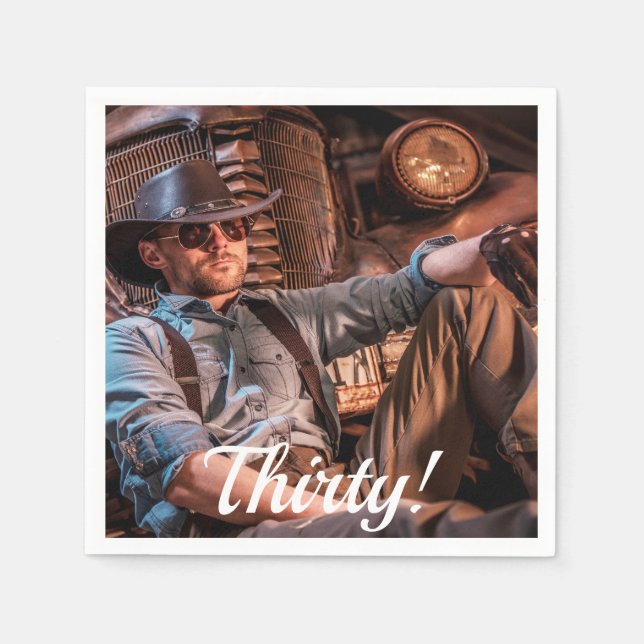 Serviette En Papier 30e anniversaire photo trente hommes amusants (Devant)