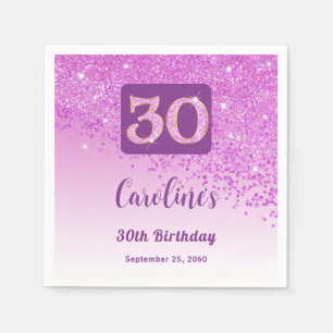 Serviette En Papier 30e anniversaire Pretty Pink Parties scintillant s