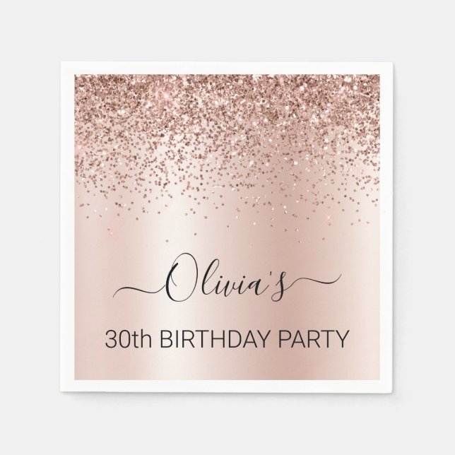 Serviette En Papier 30e anniversaire Rose Gold - Parties scintillant r (Devant)