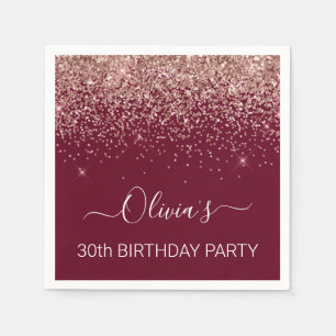 Serviette En Papier 30e anniversaire Rose Gold Pink Parties scintillan