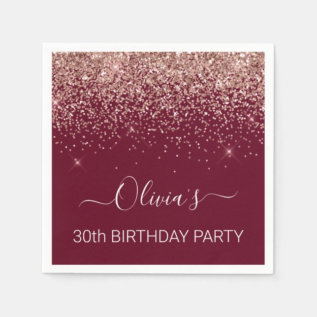Serviette En Papier 30e anniversaire Rose Gold Pink Parties scintillan (Devant)