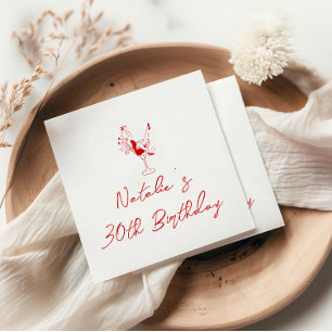 Serviette En Papier 30e Anniversaire rouge blanc rétro
