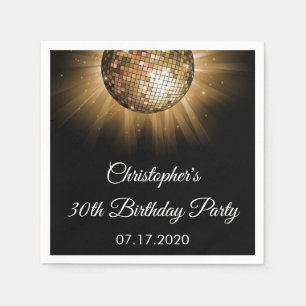 Serviette En Papier 30e Anniversaire Soirée Gold Sparkle Disco Ball