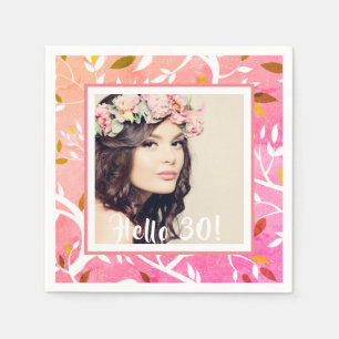 Serviette En Papier 30e anniversaire sur mesure photo rose botanique