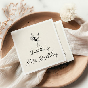 Serviette En Papier 30ème Main Tirée Milestone Amusante Anniversaire