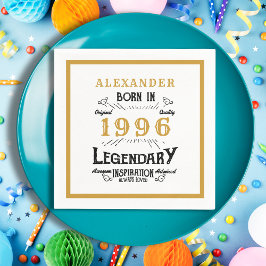 Serviette En Papier 30th Birthday Born 1996 White Gold Legend