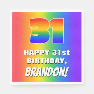 Serviette En Papier 31e anniversaire : coloré, amusant Motif arc-en-ci