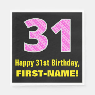 Serviette En Papier 31e anniversaire : Pink Stripes and Hearts "31" +