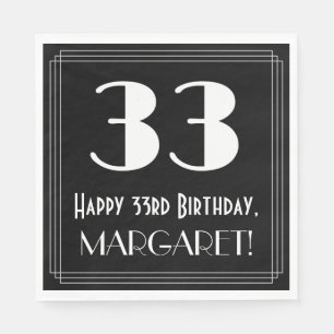Serviette En Papier 33e anniversaire ~ Art Déco Inspiré "33", Nom