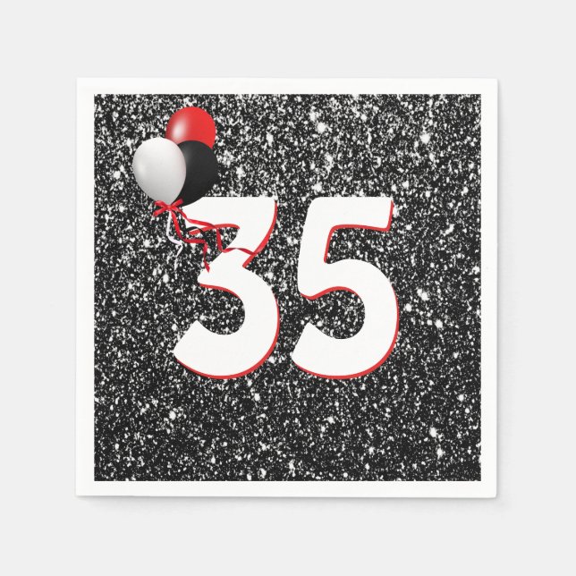 Serviette En Papier 35e anniversaire Ballons sur Parties scintillant n (Devant)