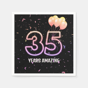 Serviette En Papier 35e anniversaire Balloons et Confetti