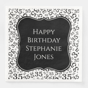 Serviette En Papier 35e anniversaire Noir/Blanc Motif du numéro de sup