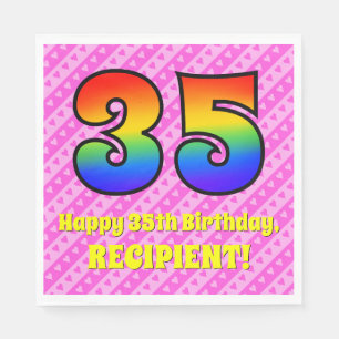 Serviette En Papier 35e anniversaire : Pink Stripes & Hearts, Arc en c