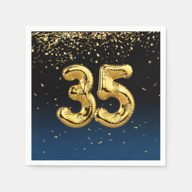 Serviette En Papier 35e Ballons d'or et serviettes Confetti (Devant)