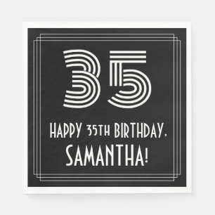 Serviette En Papier 35ème anniversaire : Art Déco Inspiré Look "35" + 