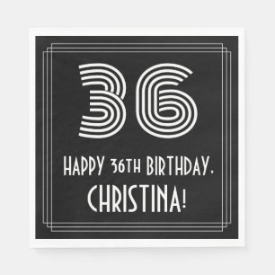 Serviette En Papier 36e anniversaire : Apparence Art Déco "36" + Nom