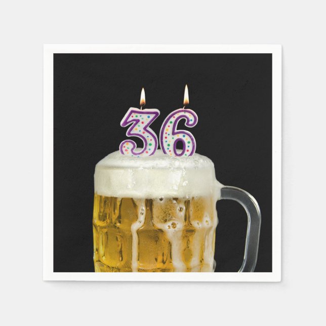 Serviette En Papier 36e Anniversaire Bière en noir (Devant)