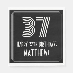 Serviette En Papier 37ème anniversaire : Art Déco Inspiré Look "37" + 