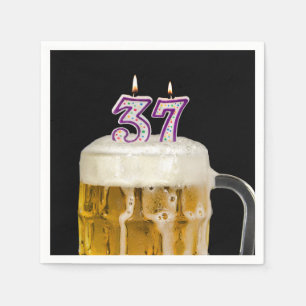 Serviette En Papier 37th Birthday Beer on black