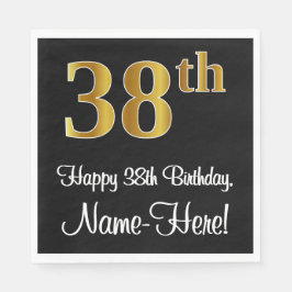 Serviette En Papier 38e anniversaire ~ Elégant Luxueux Faux Gold Look 