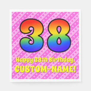 Serviette En Papier 38e anniversaire : Pink Stripes & Hearts, Arc en c