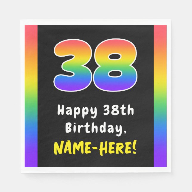 Serviette En Papier 38e anniversaire : Rainbow Spectrum # 38, Nom pers (Devant)