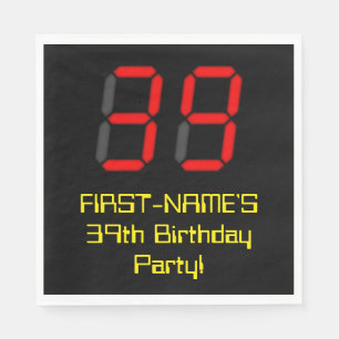 Serviette En Papier 39ème anniversaire : Rouge Digital Horloge Style "