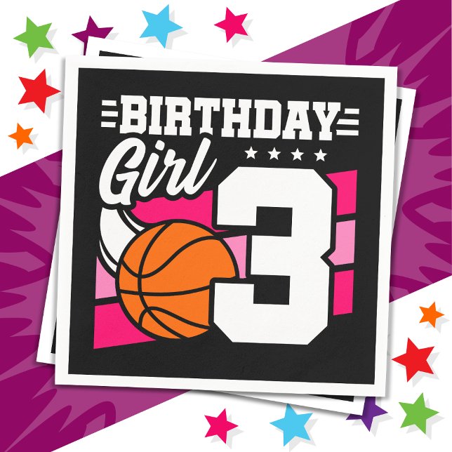 Serviette En Papier 3 ans Basketball Party 3e anniversaire fille (Créateur téléchargé)