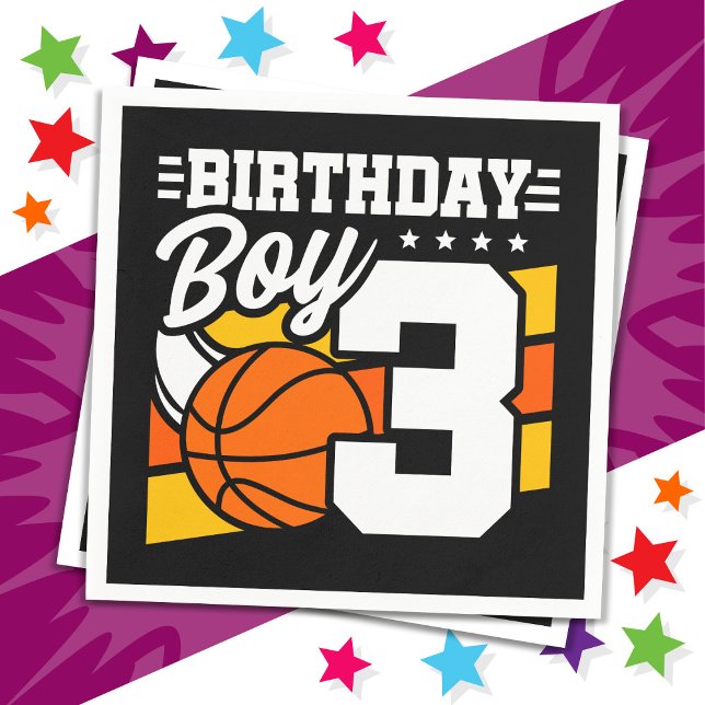 Serviette En Papier 3 ans Basketball Party Thème 3ème anniversaire gar (Créateur téléchargé)