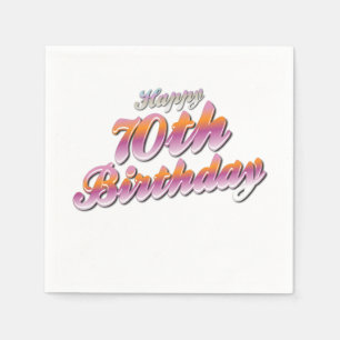 Serviette En Papier 3d Colorful Happy 70e anniversaire Typographie