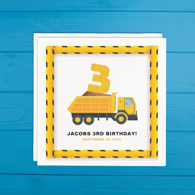 Serviette En Papier 3e anniversaire de la partie de construction servi (3rd Birthday Party Napkin )