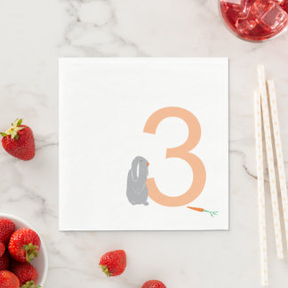 Serviette En Papier 3E Anniversaire Jour moderne Bunny Party Napkins