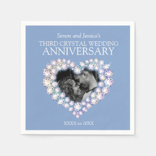 Serviette En Papier 3e anniversaire mariage coeur personnalisé photo b