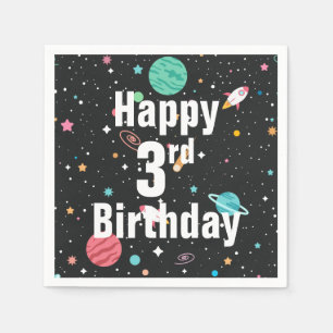 Serviette En Papier 3e anniversaire Rocket Ships et Planètes