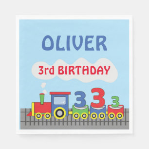 Serviette En Papier 3e anniversaire Train Personnaliser le nom