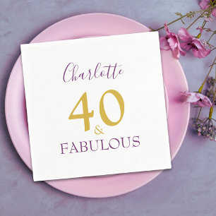 Serviette En Papier 40 ans et Fabuleux Élégant 40e Anniversaire